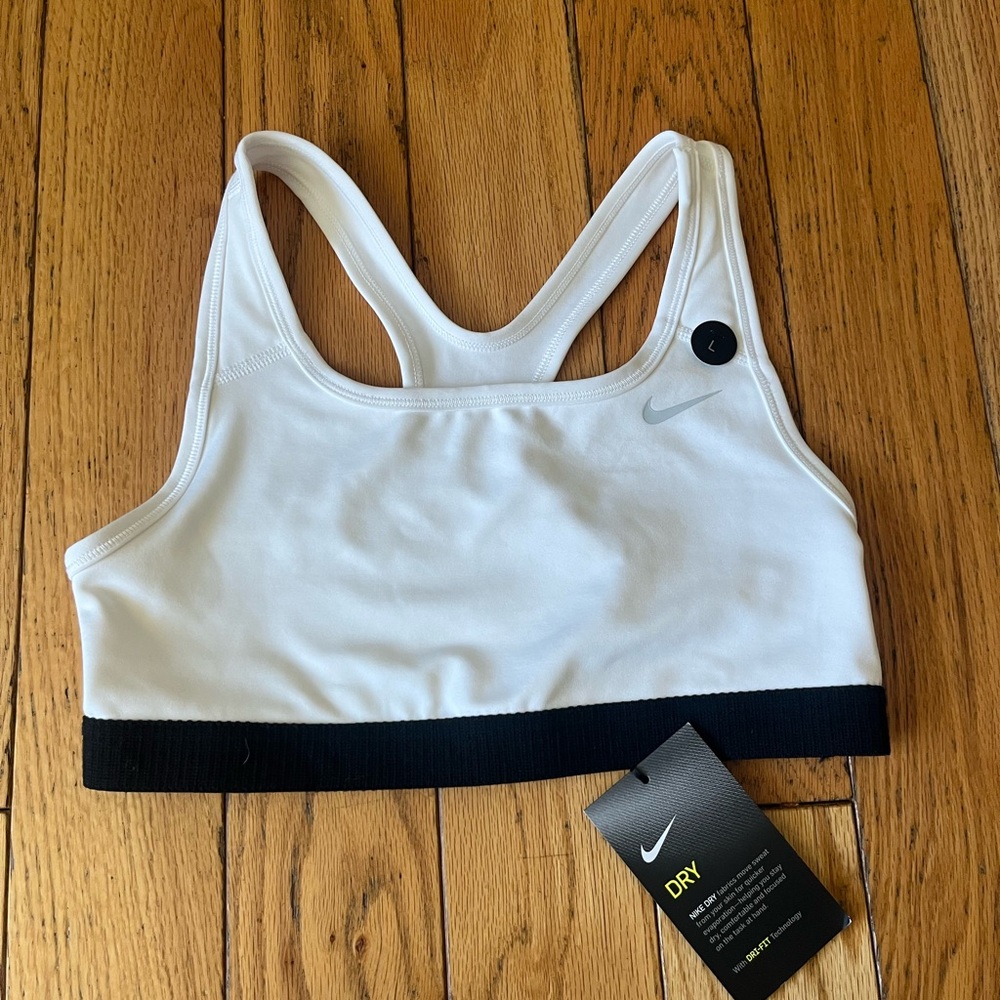 Nike girls White and Black Sports Bra
